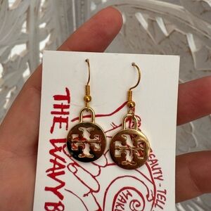 Tory Burch Gold Dangle Earrings – T Logo Drop Earrings – 1.5” Length